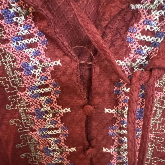 Knox Rose Embroidered Long Sleeve Boho Tassel Dress w Pockets Womens Sz Medium - Picture 9 of 9